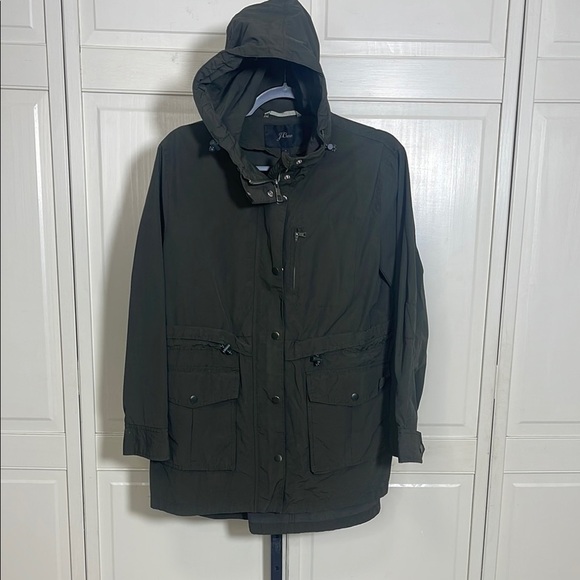 J. Crew Jackets & Blazers - J.Crew Womens Olive Green Full Zip Snap Drawstring Hooded Cargo Utility Jacket S